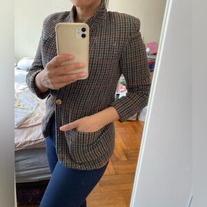 Talbots Petite Collection 100% Wool Blazer Tweed Plaid Jacket Petite - Small